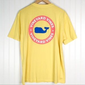 Vineyard Vines Yellow Tee with Blue and Pink Logo